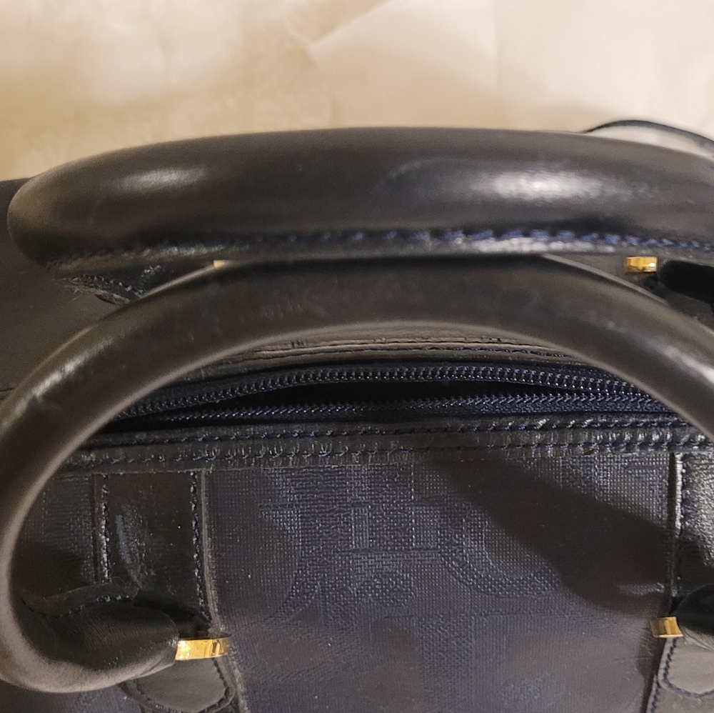 Christian Dior Navy Monogram Leather & PVC Travel Boston Bag EUC - Picture 5 of 16